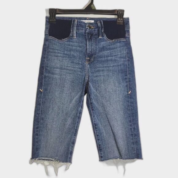 Good American Maternity Good Legs Bermuda Jean Shorts 0 25 - Picture 1 of 8